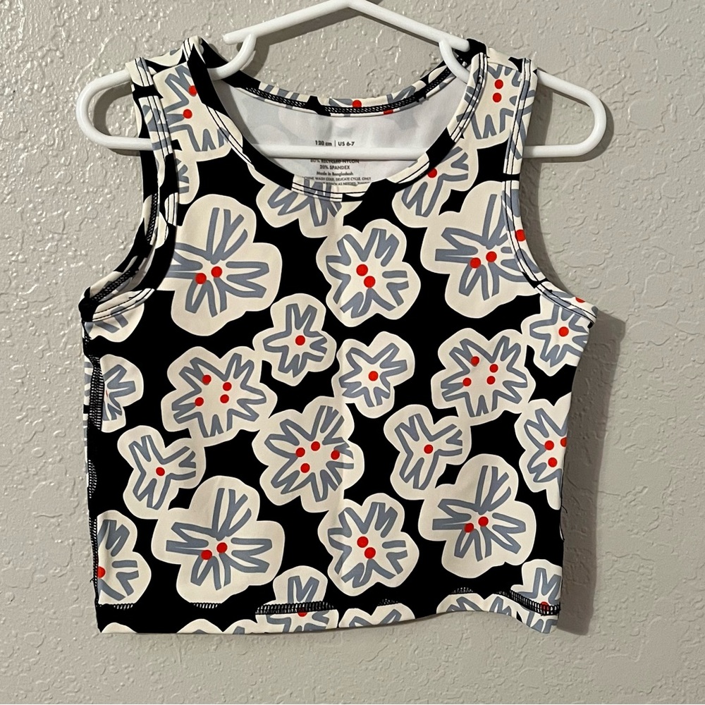 Hanna Andersson Girl’s Active MadeToStretch Tank Top Tropical Lily Size 6-7